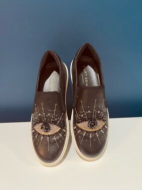 Kurt Geiger Black Beaded Eye Slip-On Sneakers